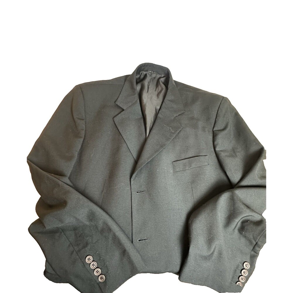 Men's Black Jacket Blazer 46R Black Classic Merino Wool Blend Sport Coat Italian - Picture 4 of 8